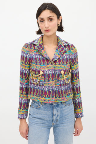 Smythe Purple & Multicolour Jacquard Box Chain Jacket