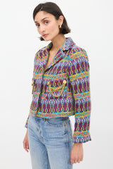 Smythe Purple & Multicolour Jacquard Box Chain Jacket