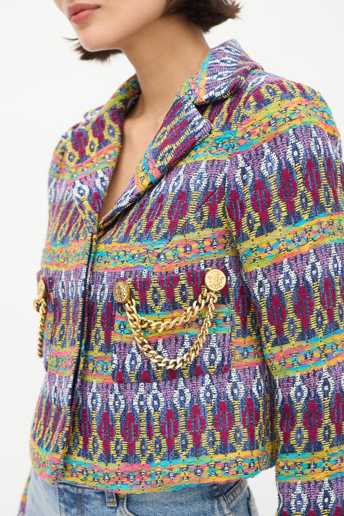 Smythe Purple & Multicolour Jacquard Box Chain Jacket