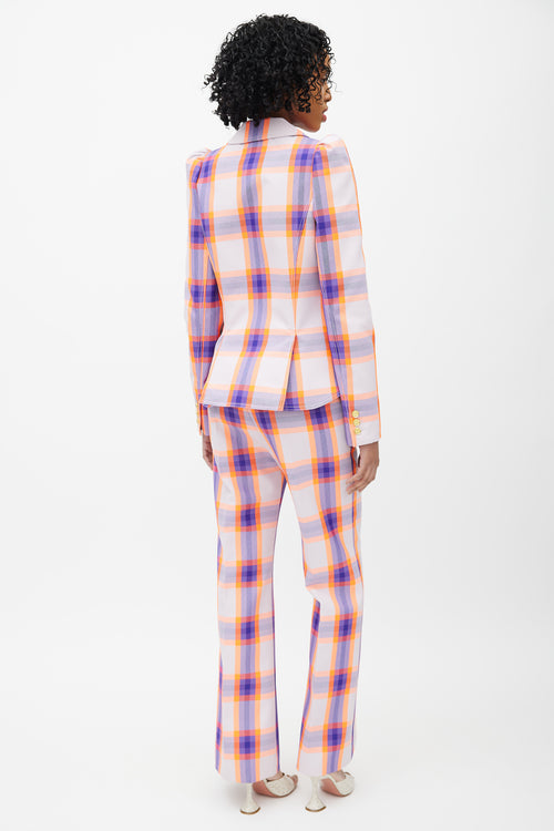 Smythe Purple & Orange Plaid Two Piece Suit