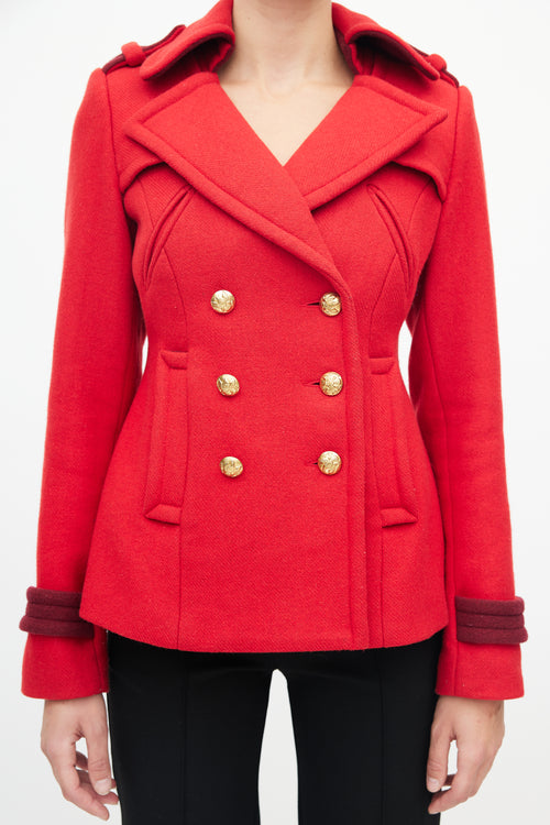Smythe Red Double Breasted Pea Coat