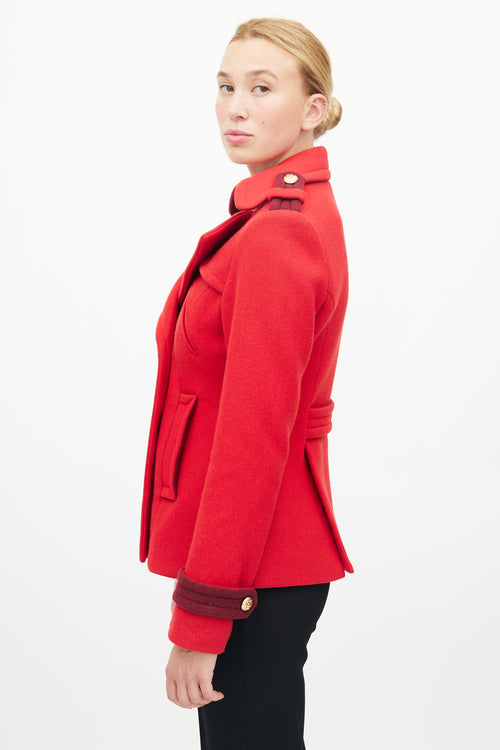 Smythe Red Double Breasted Pea Coat
