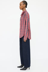 Smythe Red & Navy Plaid Bow Top