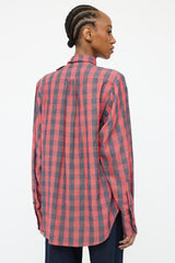 Smythe Red & Navy Plaid Bow Top