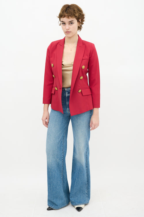 Smythe Red Wool Double Breasted Blazer