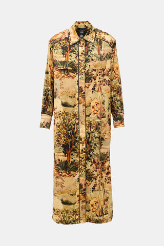 Smythe Satin Printed Shirt Dress