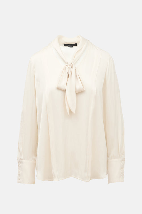 Smythe Satin Neck Tie Blouse