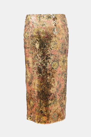 Smythe Sequin Floral Midi Skirt
