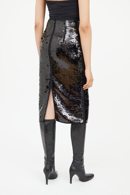 Max Mara Black Sequin Midi Skirt