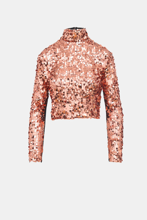 Smythe Sequin Mock Neck Top