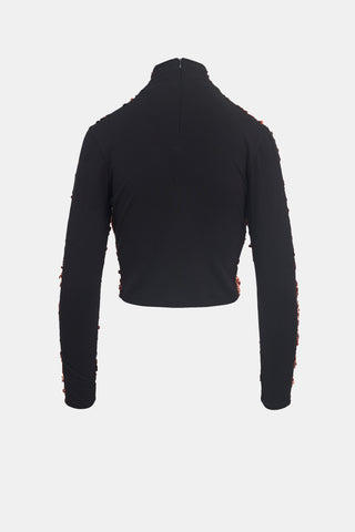 Smythe Sequin Mock Neck Top