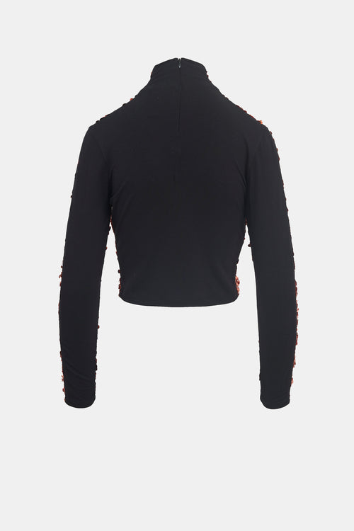 Smythe Sequin Mock Neck Top