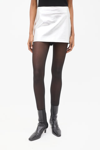 Smythe Silver Metallic Leather Mini Skirt