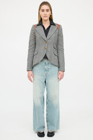Smythe Tweed Leather Panelled Blazer