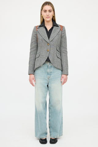 Smythe Tweed Leather Panelled Blazer