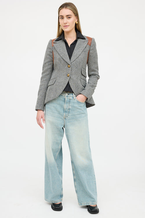 Smythe Tweed Leather Panelled Blazer