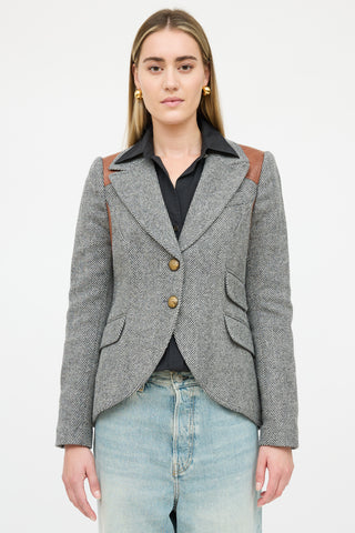 Smythe Tweed Leather Panelled Blazer