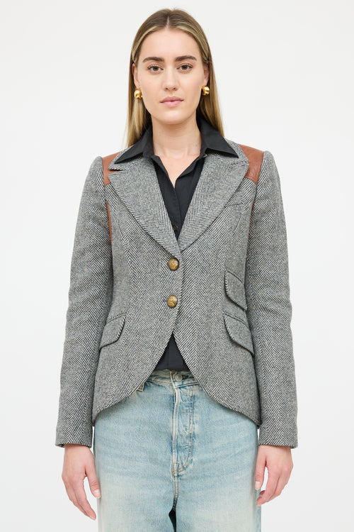 Smythe Tweed Leather Panelled Blazer