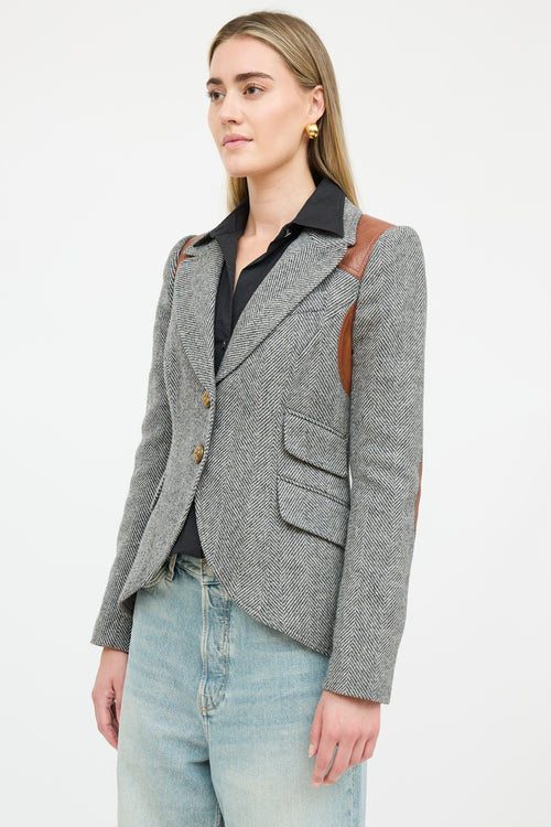 Smythe Tweed Leather Panelled Blazer