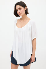Smythe White Gathered Neck Top