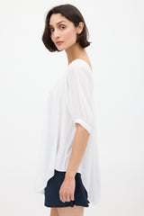 Smythe White Gathered Neck Top