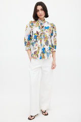 Smythe White & Multi Floral Frontier Blouse