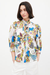 Smythe White & Multi Floral Frontier Blouse
