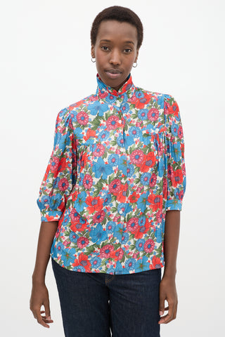 White & Multicolour Floral Shirt