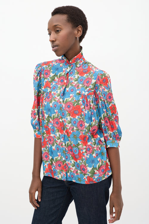 White & Multicolour Floral Shirt