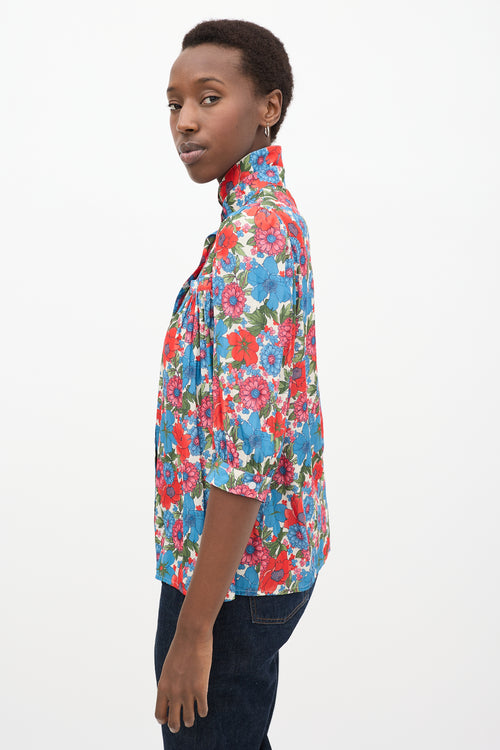 White & Multicolour Floral Shirt