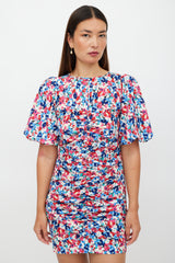 Smythe White & Multicolour Ruched Keyhole Floral Dress
