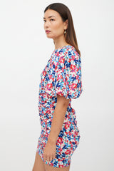 Smythe White & Multicolour Ruched Keyhole Floral Dress