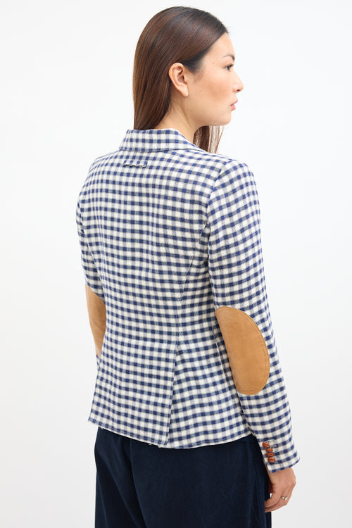 Smythe White & Navy Linen Checkered Blazer