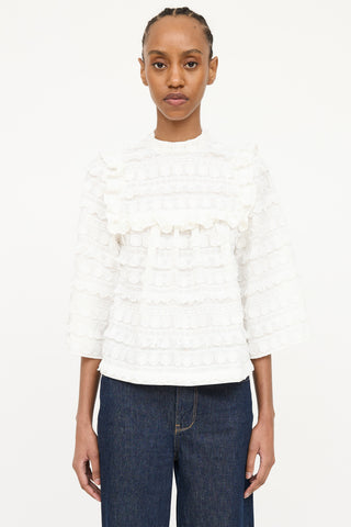 Smythe Appliqué Embroidered Ruffle Top