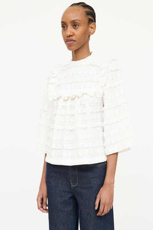 Smythe Appliqué Embroidered Ruffle Top