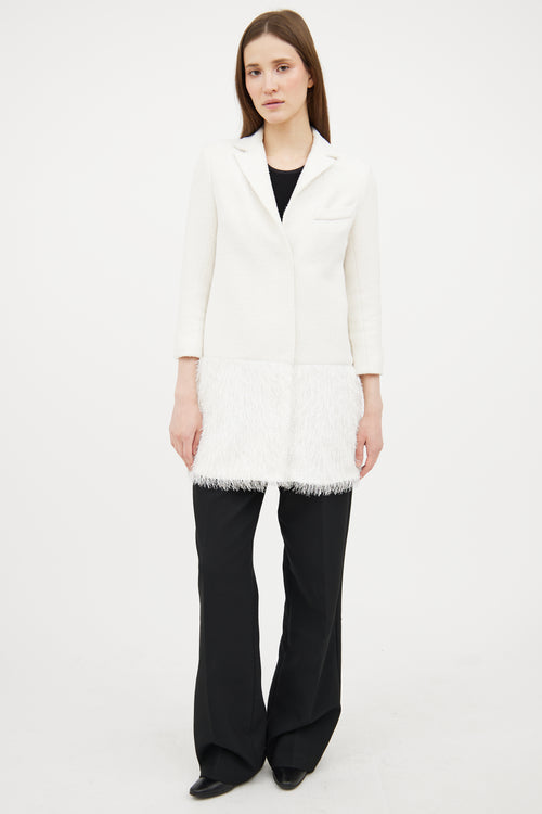 Smythe White Woven Fringe Blazer