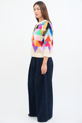 Smythe X Augden Cream & Multi Triangle Knit Sweater