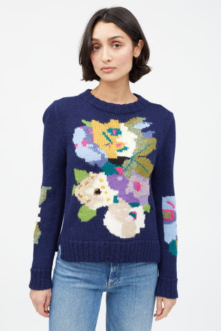 Smythe X Augden Navy & Multi Floral Sweater
