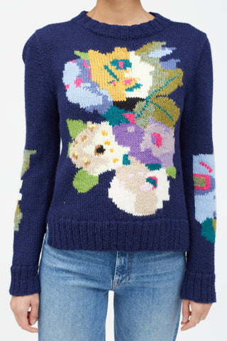 Smythe X Augden Navy & Multi Floral Sweater