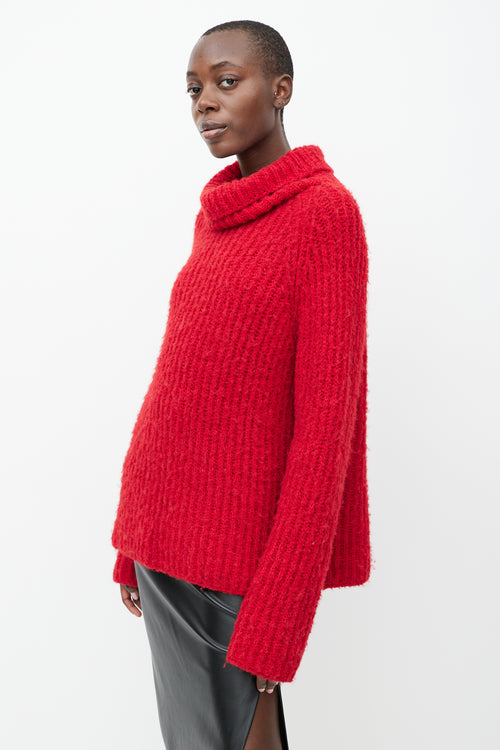 Smythe X Augden Red Thick Knit Turtleneck Sweater