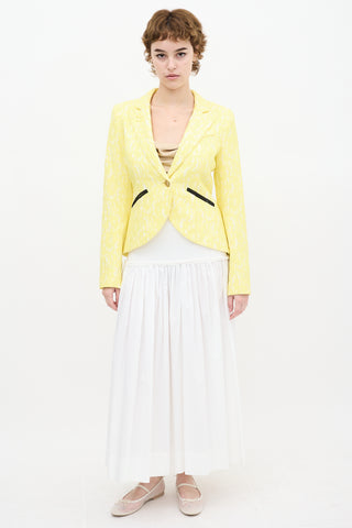 Smythe Yellow Floral Brocade Lace Blazer