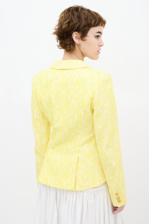 Smythe Yellow Floral Brocade Lace Blazer