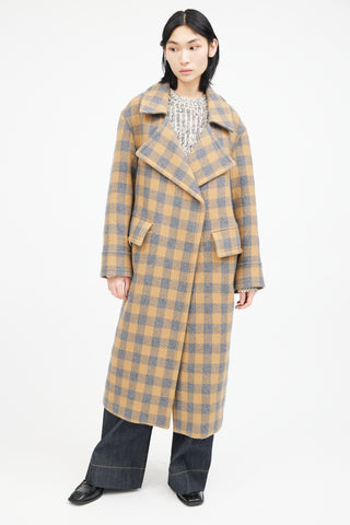 Smythe Yellow & Grey Wool Plaid Coat