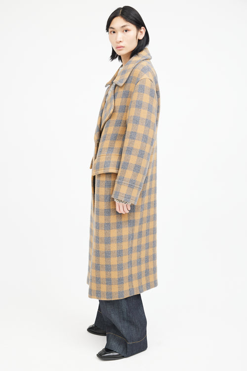 Smythe Yellow & Grey Wool Plaid Coat