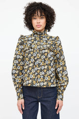 Smythe Floral Ruffle Button Up Top