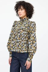 Smythe Floral Ruffle Button Up Top