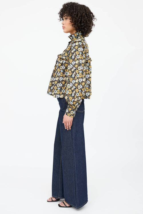 Smythe Floral Ruffle Button Up Top
