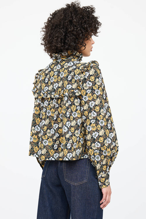 Smythe Floral Ruffle Button Up Top