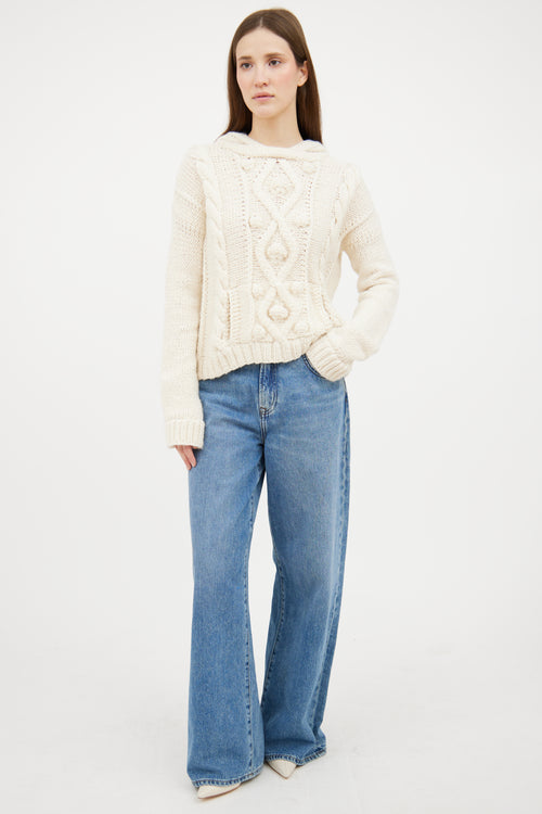 Smythe X Augden Cream Wool Cableknit Sweater