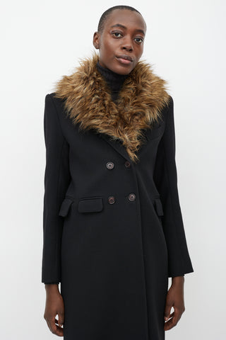 Smythe Black Wool Fur Collar Coat